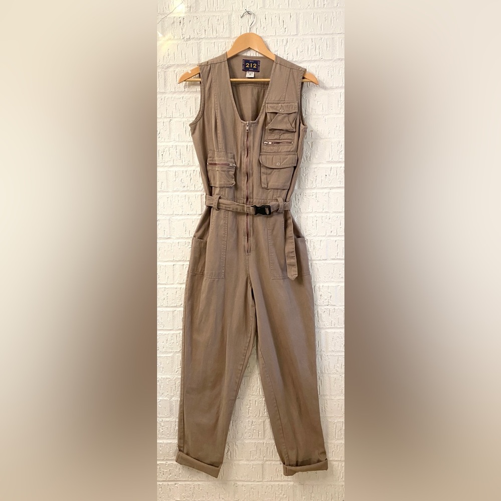 Vintage 90s 2000s Sleeveless Cargo Jumpsuit Boilersuit Size Small